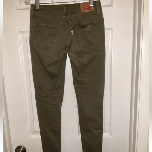 Levis Womens 535 Super Skinny Jeans Olive Distressed Stretch Low Rise Size 27 - Picture 2 of 11